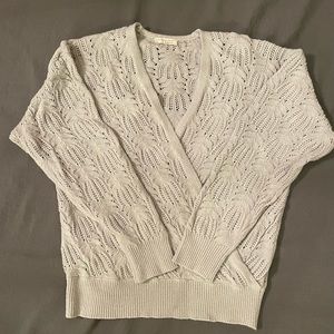 Love Stitch Pointelle criss-cross sweater